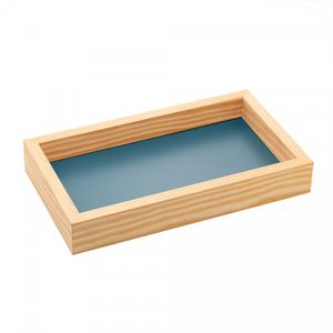 Bandeja de Madeira com Fundo Laqueado Pinus Azul 30 cm x 17 cm x 4,5cm - Woodart