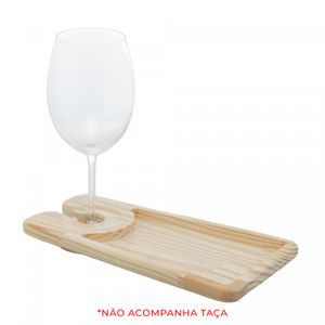 Petisqueira com Suporte para Taça de Madeira Pinus 28cm x 15cm x 1,5cm - Woodart