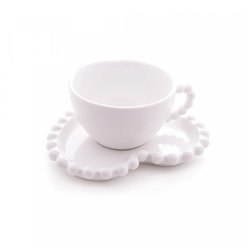 Conjunto-4-Xicaras-de-Cha-de-Porcelana-com-Pires-Coracao-Beads-Branco-210ml-Wolff