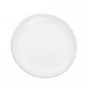 Conjunto 6 Pratos para Sobremesa de Porcelana Beads Branco 20 cm - Wolff