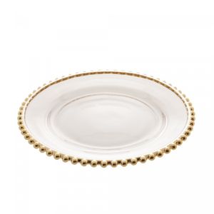 Prato de Cristal com Borda Dourada Pearl 28cm - Wolff