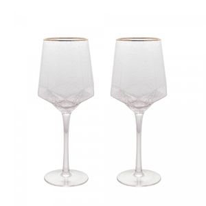 Conjunto 2 Taças de Vinho de Cristal com Fio de Ouro Taj 600ml - Wolff