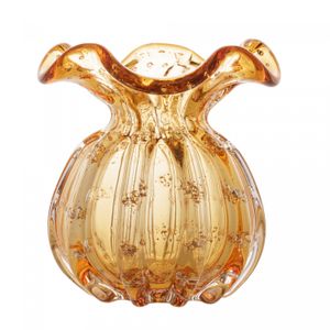 Vaso de Vidro Italy Âmbar e Dourado 11,5cm x 13cm - Wolff