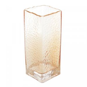 Vaso de Vidro com Borda Dourada Âmbar Taj 8cm x 8cm x 20,5cm - Wolff