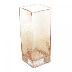 Vaso de Vidro com Borda Dourada Âmbar Taj 10cm x 10cm x 25cm - Wolff