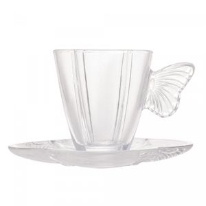 Conjunto 4 Xícaras de Chá de Vidro com Pires Butterfly 180ml - Wolff