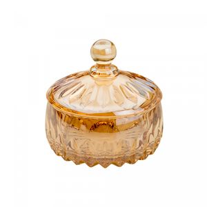 Potiche Decorativo de Cristal Louise Âmbar 11cm x 11cm - Wolff