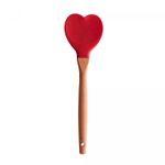 Colher-de-Silicone-com-Cabo-em-Bambu-Heart-Vermelho-27cm-Lyor