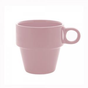 Xícara de Chá de Cerâmica Empilhável Rosa 210ml- Lyor
