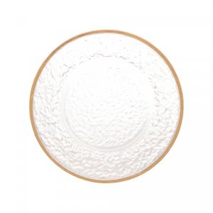 Prato de Cristal Martelado para Sobremesa com Fio de Ouro Petra 20cm - Lyor