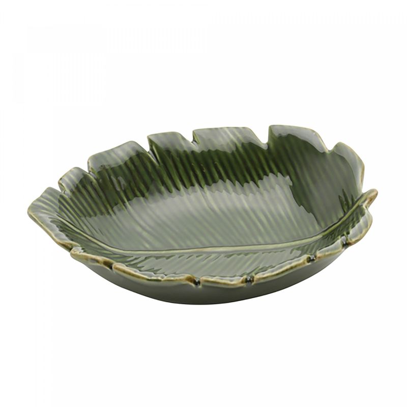 Folha-Decorativa-de-Ceramica-Banana-Leaf-Verde-16cm-x-12cm-x-4cm-Lyor