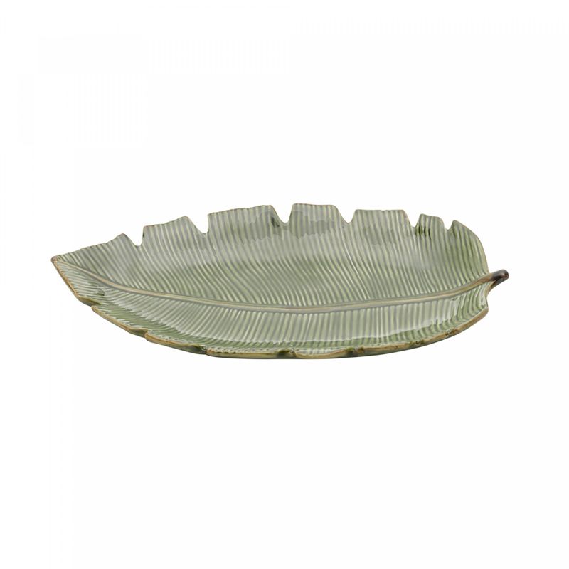 Folha-Decorativa-de-Ceramica-Banana-Leaf-Verde-29cm-x-16cm-x-3cm-Lyor