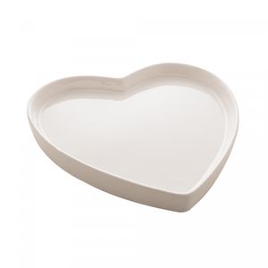 Porta Anéis de Cerâmica Heart Branco 9cm x 8,5cm x 1,5cm - Lyor