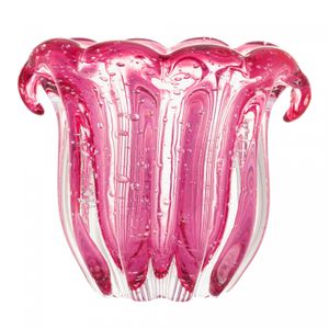 Vaso de Vidro Italy Rosa 13cm x 11cm x 10cm - Lyor