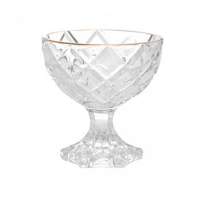 Taça de Sobremesa de Vidro Deli Diamond com Fio de Ouro 170ml - Lyor