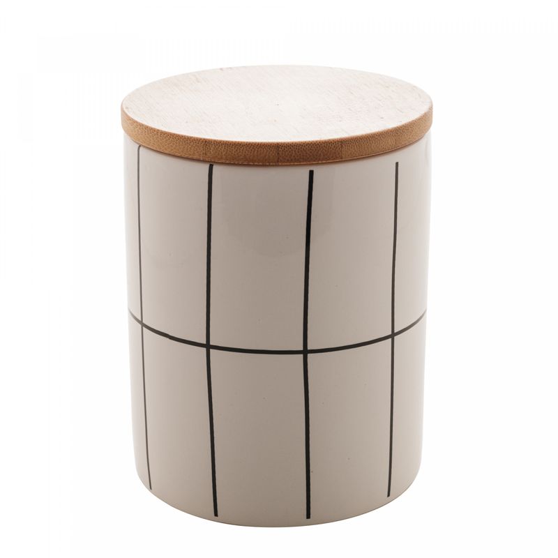 Potiche-de-Ceramica-com-Tampa-de-Bambu-Turim-Branco-10cm-x-10cm-x-125cm-Lyor