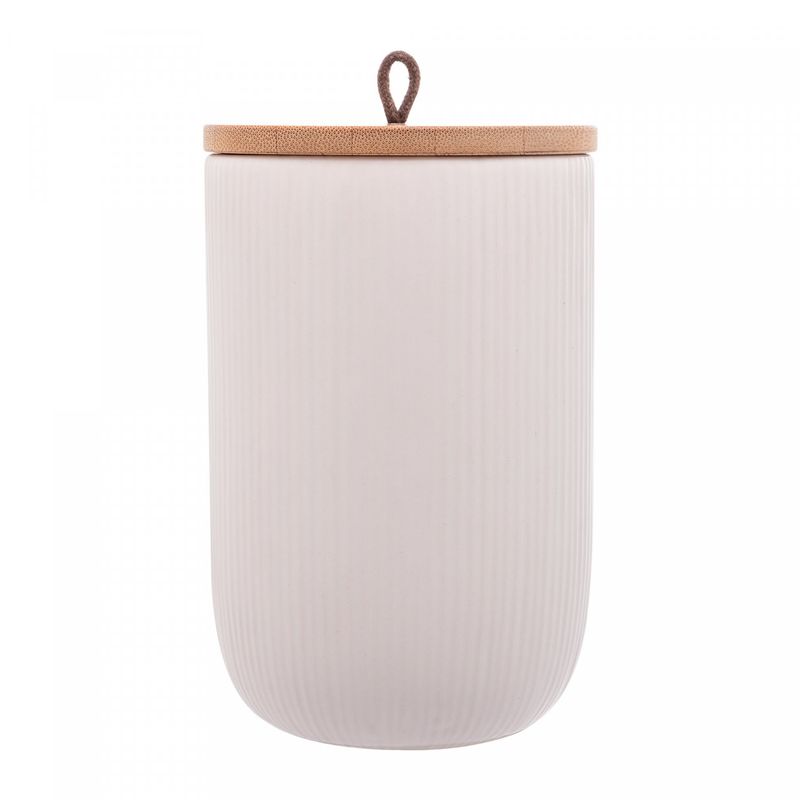 Potiche-de-Ceramica-com-Tampa-de-Bambu-e-Pegador-de-Corda-Lines-Branco-10cm-x-10cm-x-15cm-Lyor