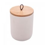 Potiche-de-Ceramica-com-Tampa-de-Bambu-e-Pegador-de-Corda-Lines-Branco-10cm-x-10cm-x-125cm-Lyor