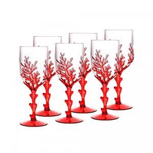 Conjunto 6 Taças de Acrílico Coral Vermelho 450ml - Wolff